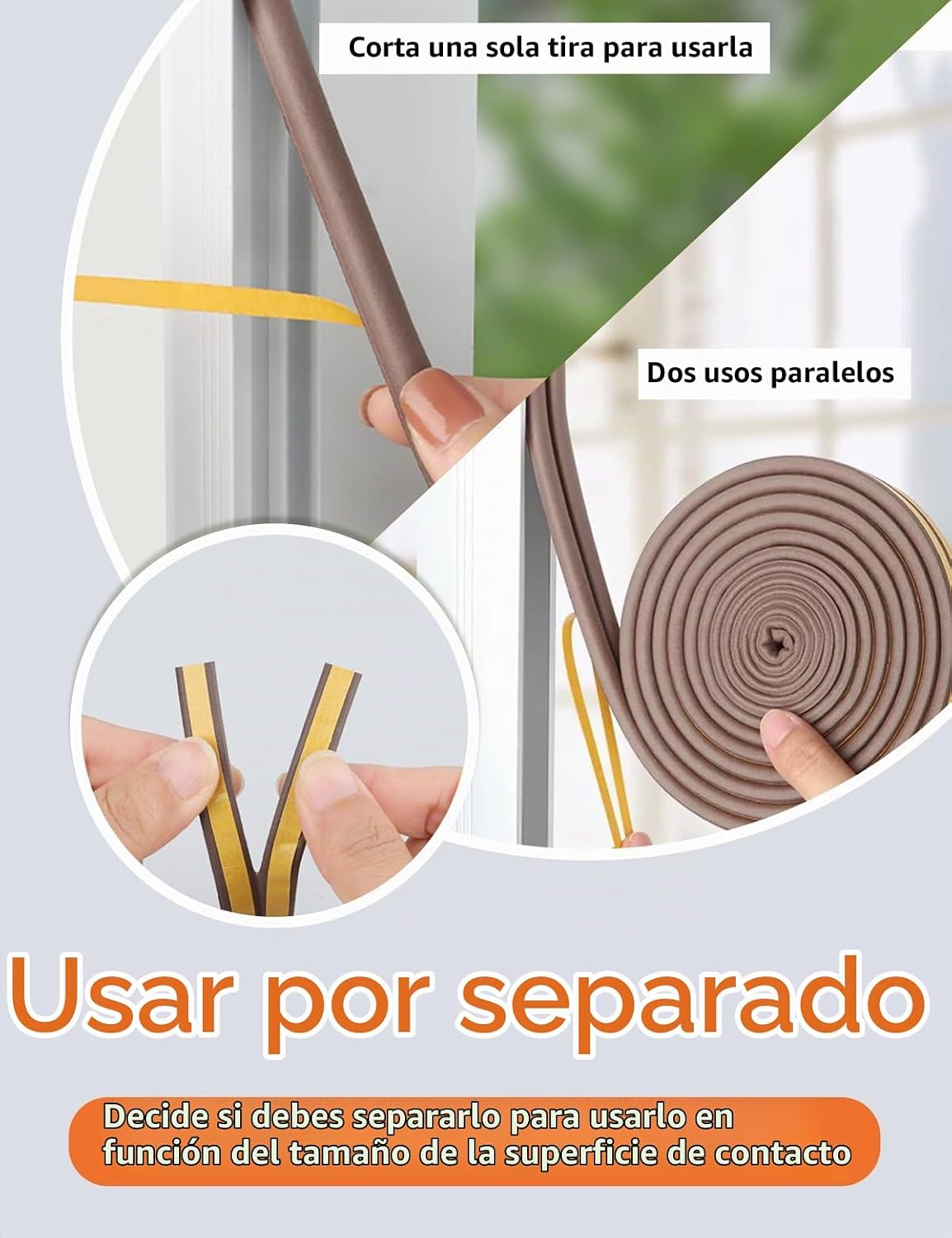 Burlete de puerta marrón, tira autoadhesiva para sello de puerta, i...