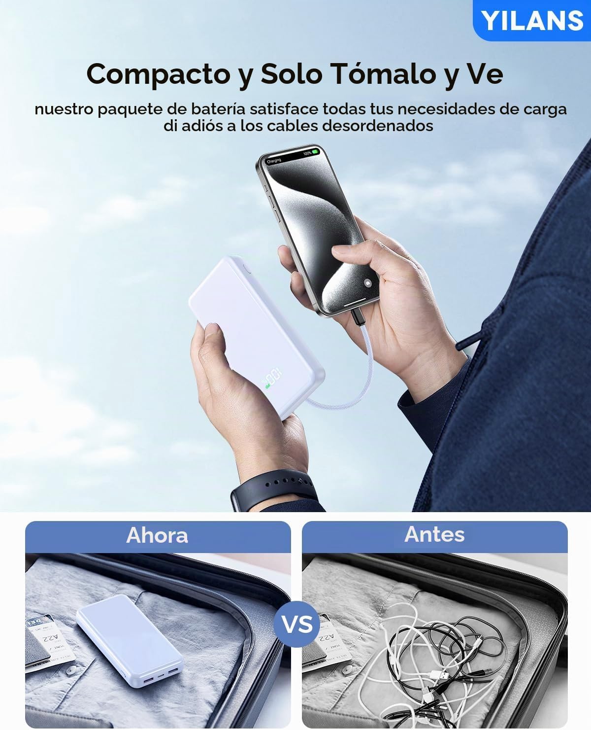 YILANS Cargador portátil 50000mAh, banco de energía de 22.5W con 4...