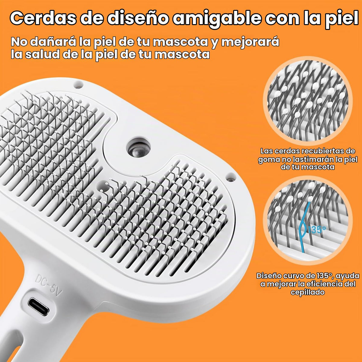 Cepillo de vapor para gatos 3 en 1, cepillo de vapor para mascotas...
