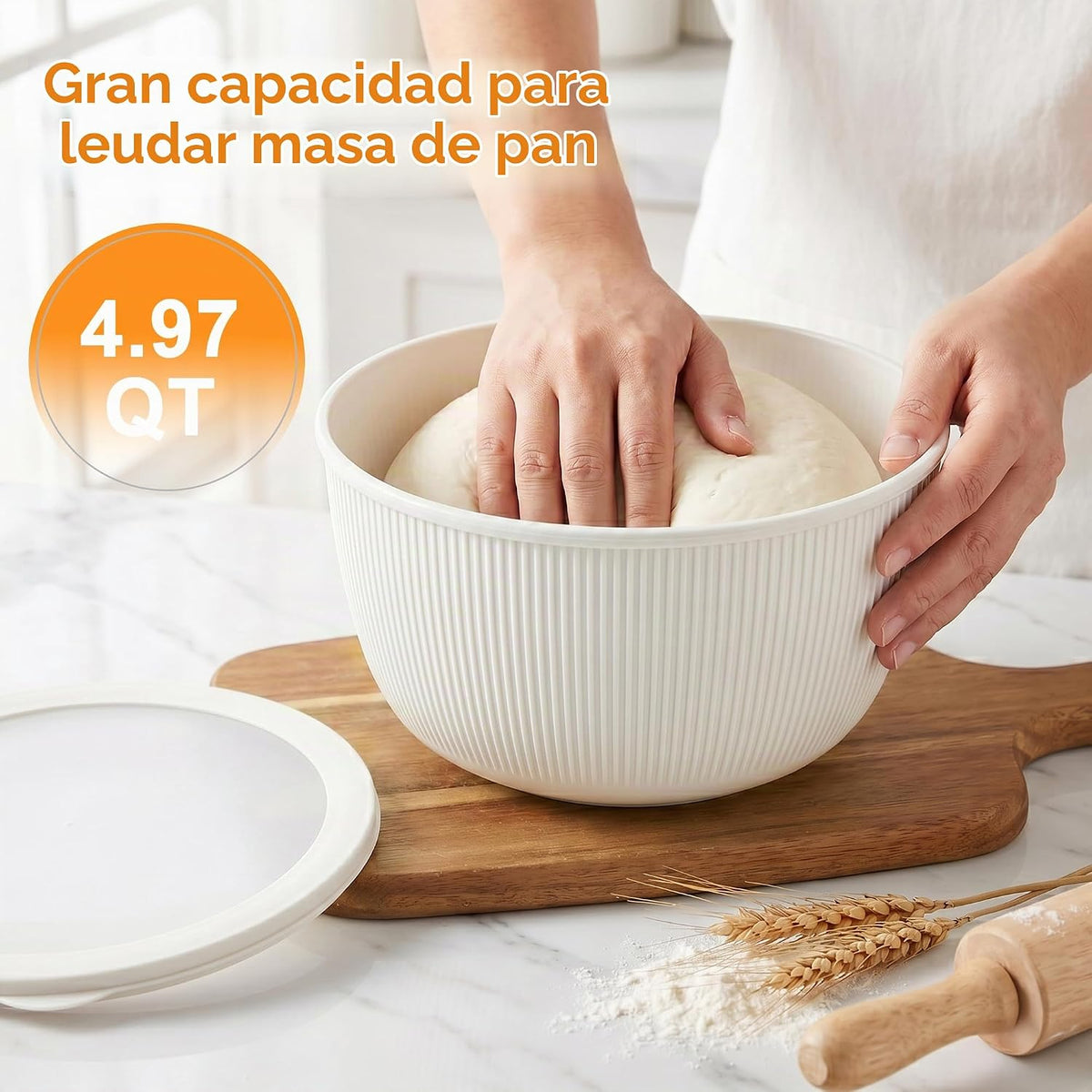 BoxedHome Tazones de plástico para mezclar con tapas, 4.97 cuartos...