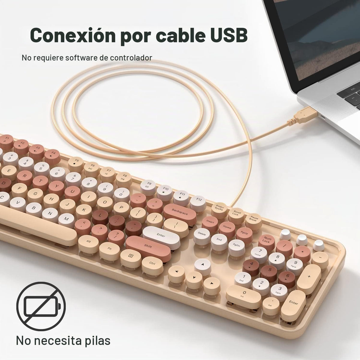 MOWUX Teclado de Computadora con Cable, Plug and Play USB Teclado R...