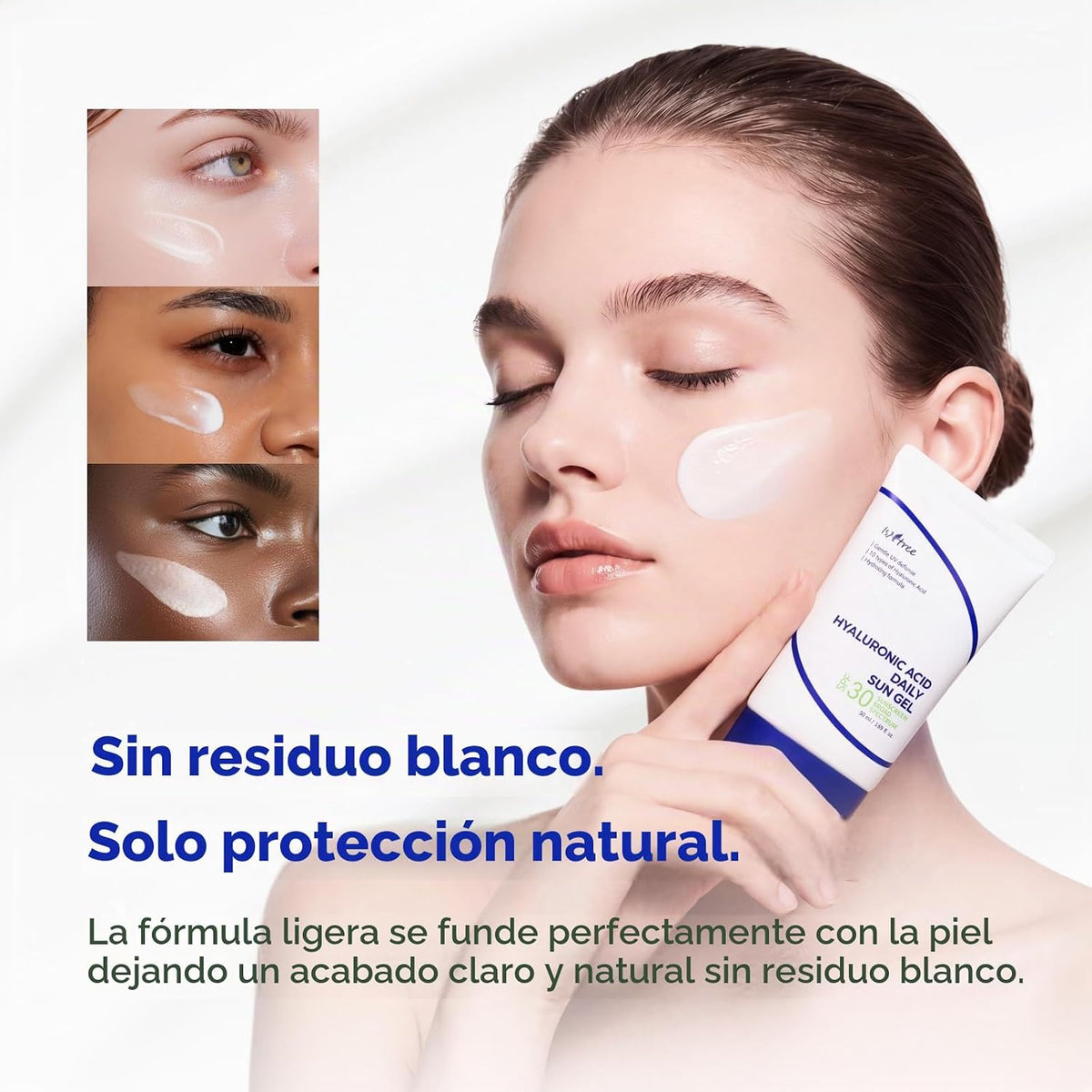 ISNTREE - Gel solar diario de ácido hialurónico SPF 30, protector s...