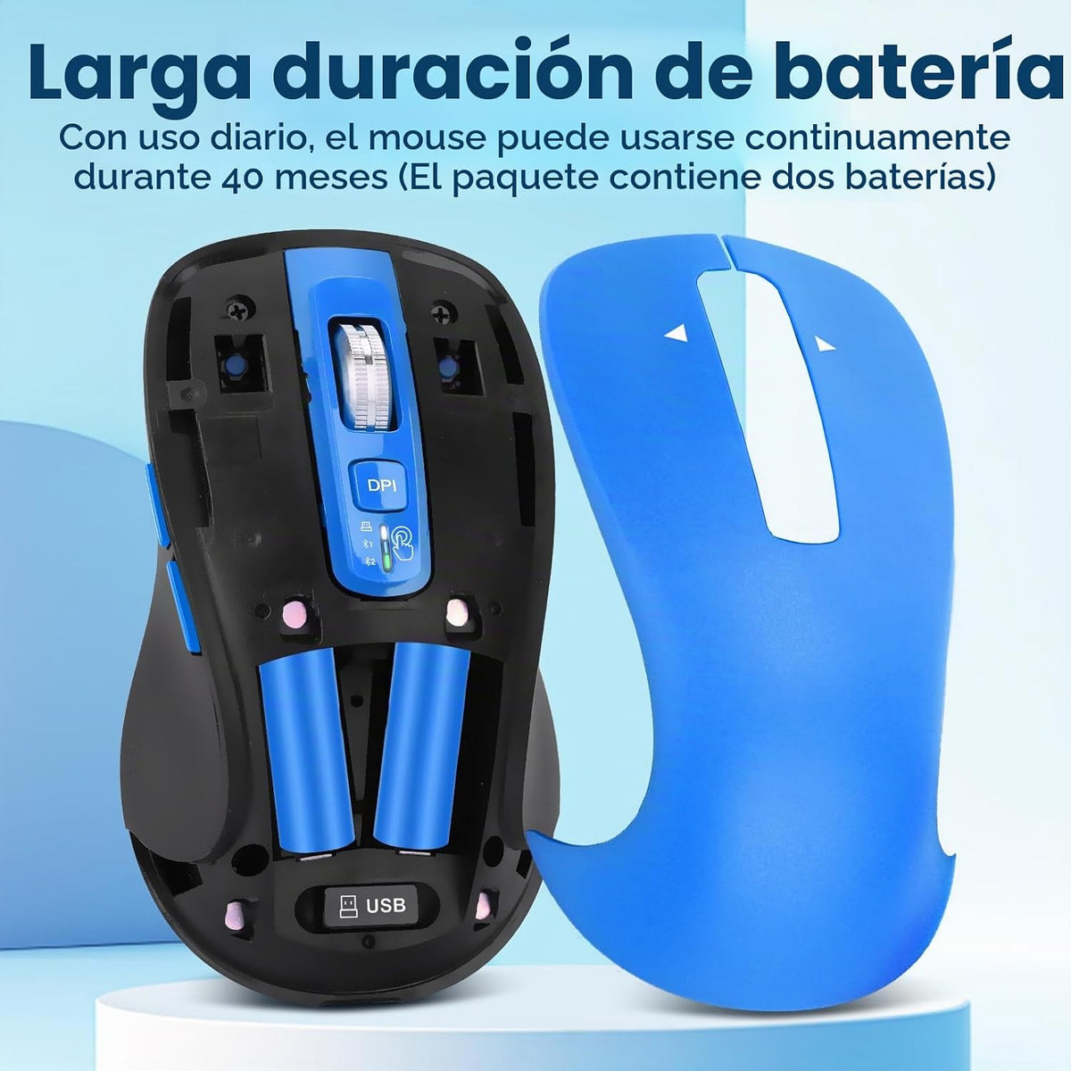 CITLLA Ratón Inalámbrico Bluetooth (USB + BT1 + BT2), Tamaño Comple...