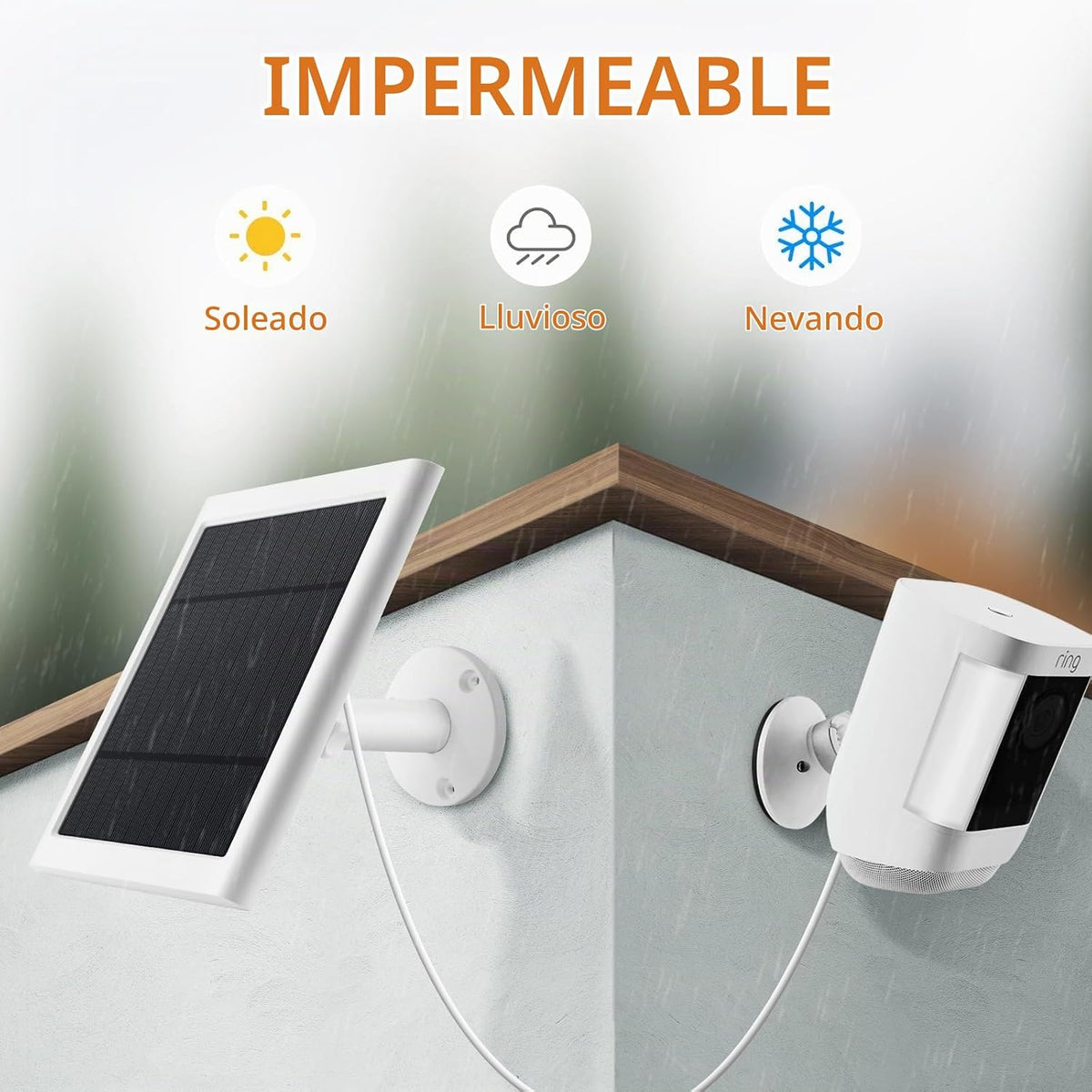 Panel solar para cámara de anillo, paquete de 4 cargadores solares...