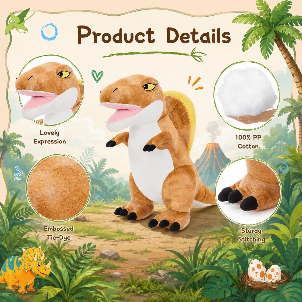 MorisMos Spinosaurus Animal de peluche, juguete de dinosaurio de pe...