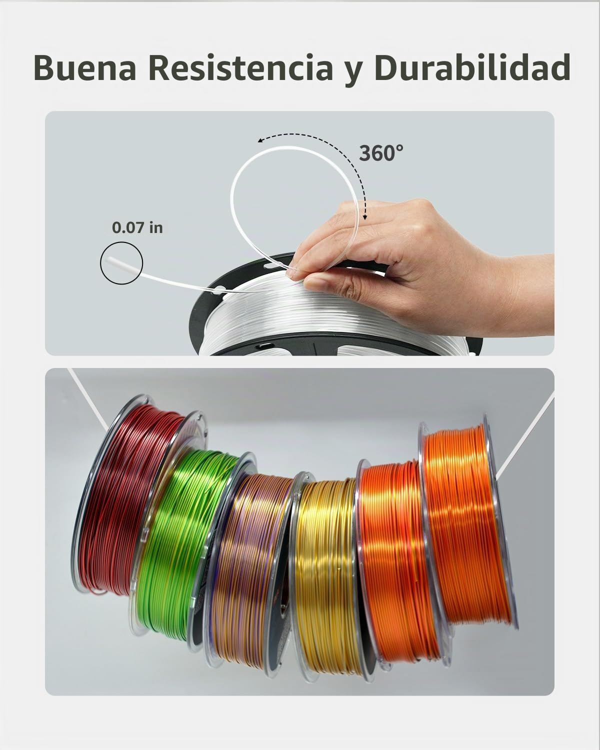 XZN - Filamento PETG de 0.069 pulgadas para impresora 3D, transpare...
