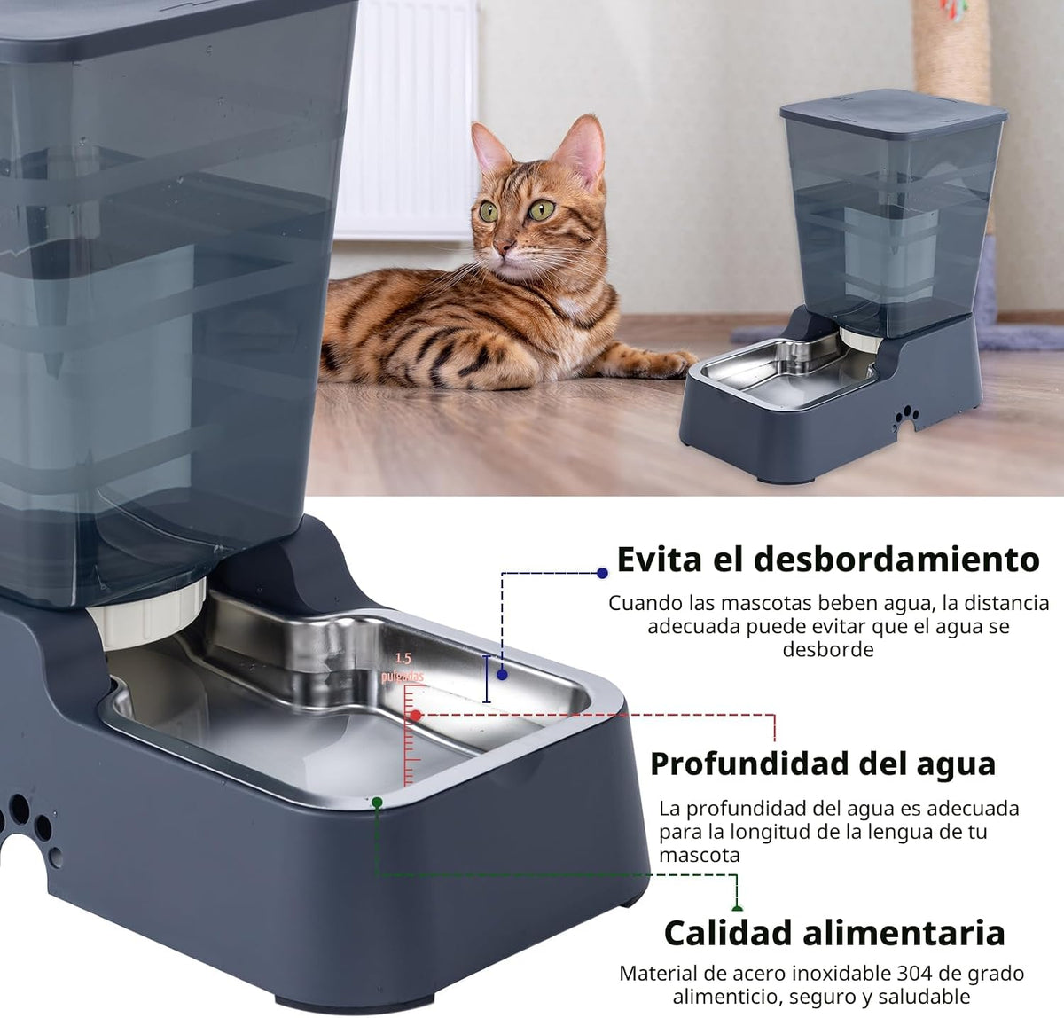 Meikuler Alimentador automático para mascotas, 5.2 L, dispensador d...