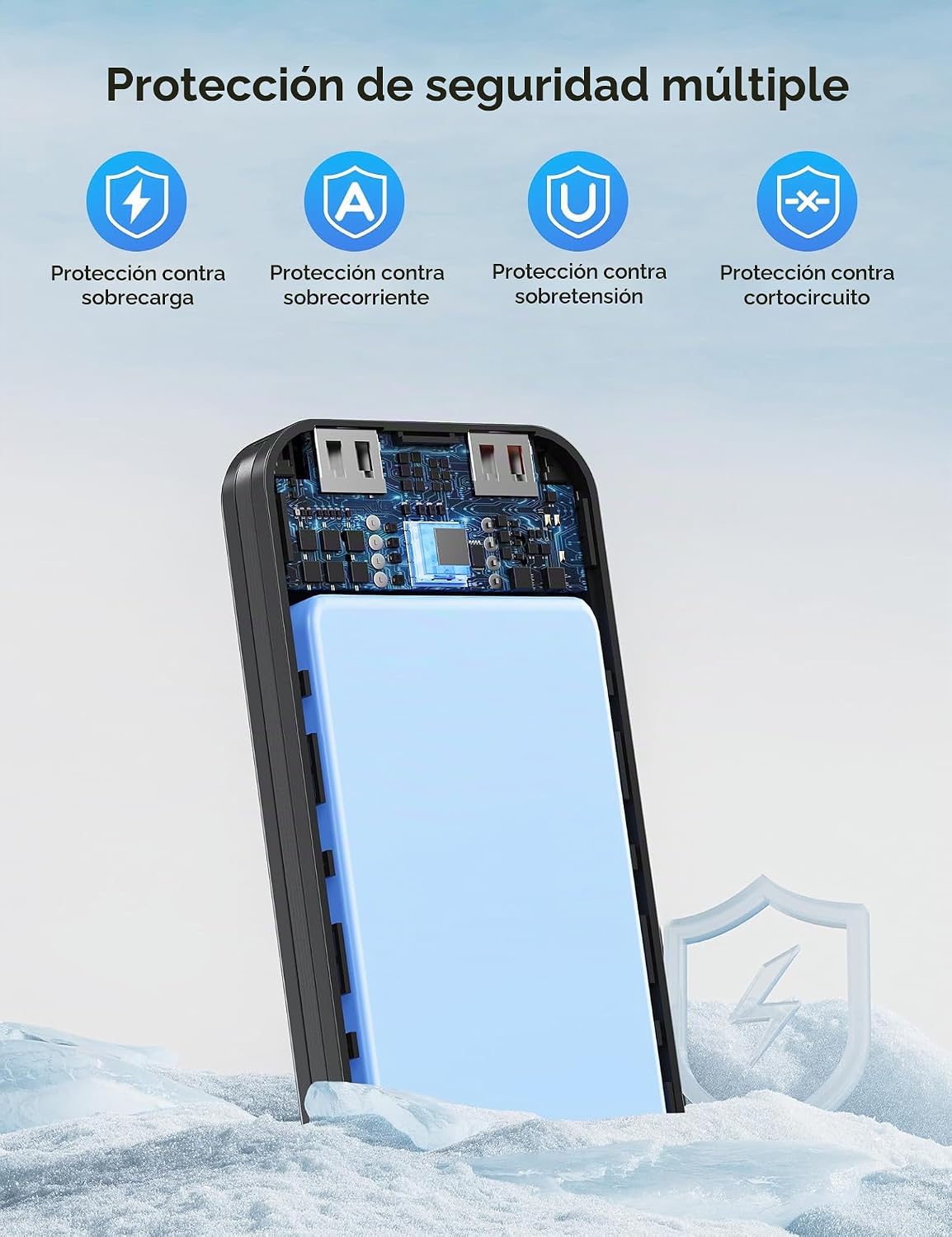 Cargador portátil Power Bank 10000mAh con cables integrados y enchu...