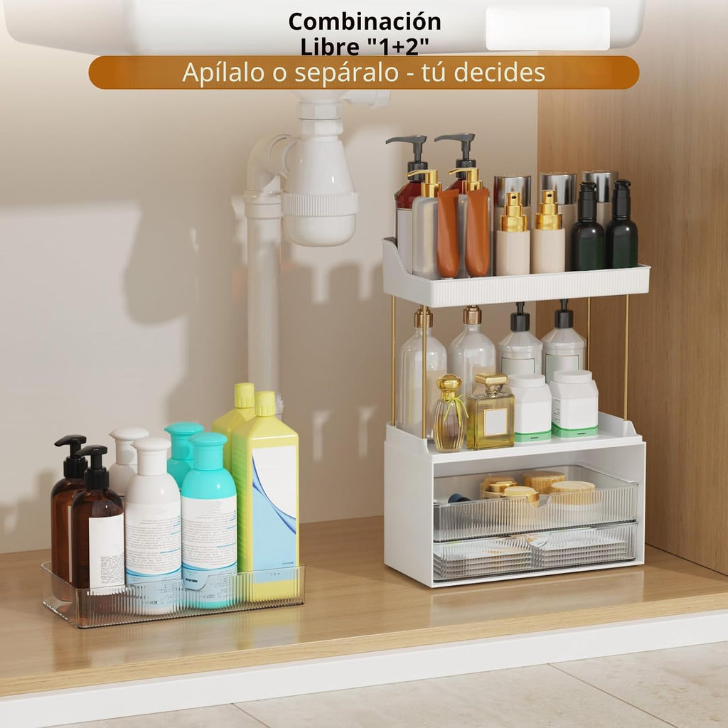 Organizador de encimera de baño de 3 cajones, organizador de maquil...