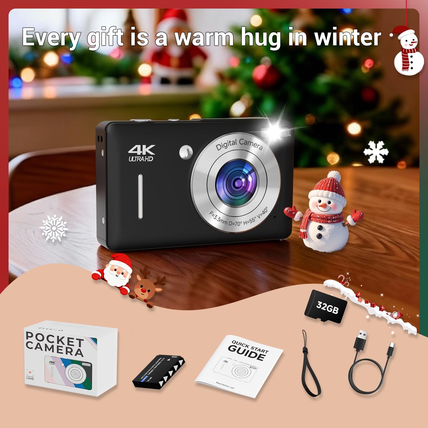 Cámara digital para niños, FHD 1080P 44MP Cámara digital de punto y...