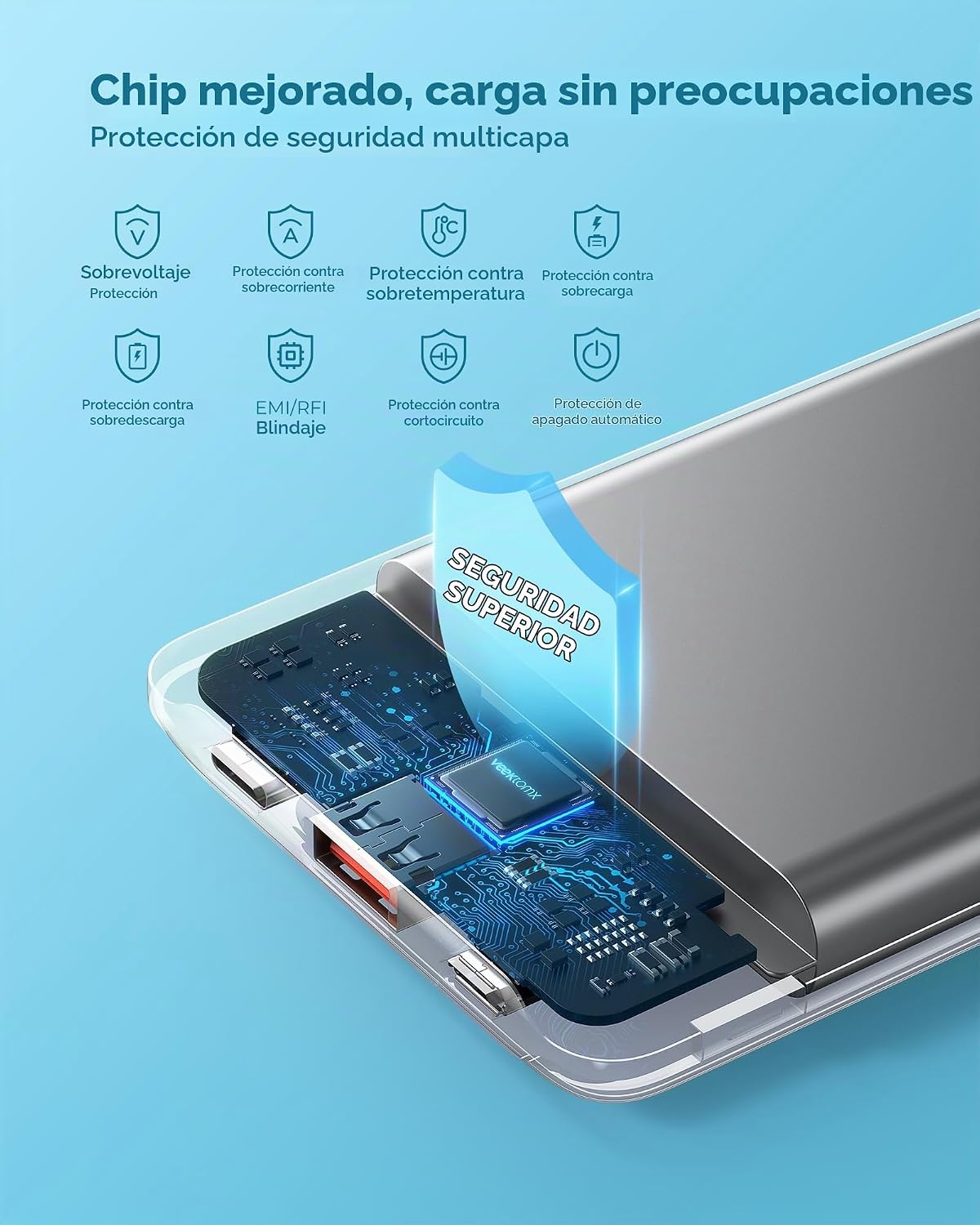 VEEKTOMX 10000mAh Mini Power Bank, cargador rápido de 22,5W para iP...