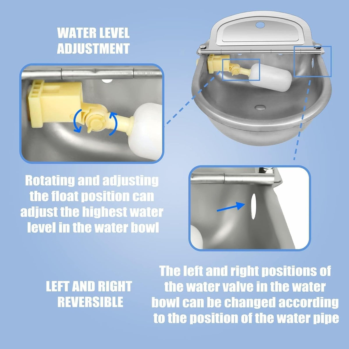 Ademon Recipiente automático de agua potable para animales con válv...
