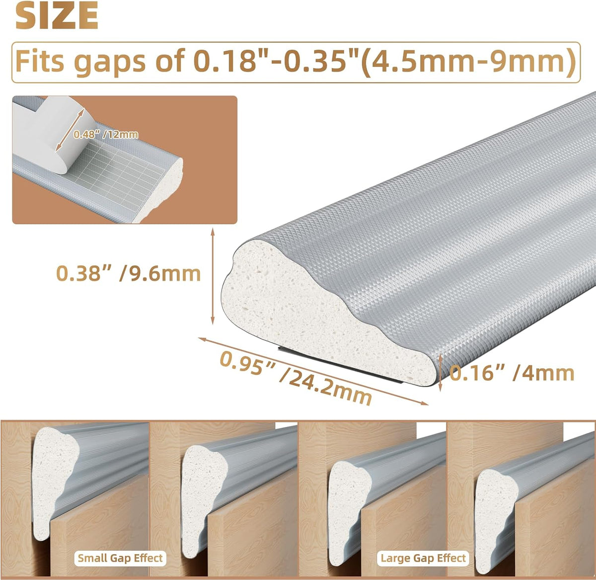 Tira de sellado de espuma en forma de cuña de 118", cinta aisla...