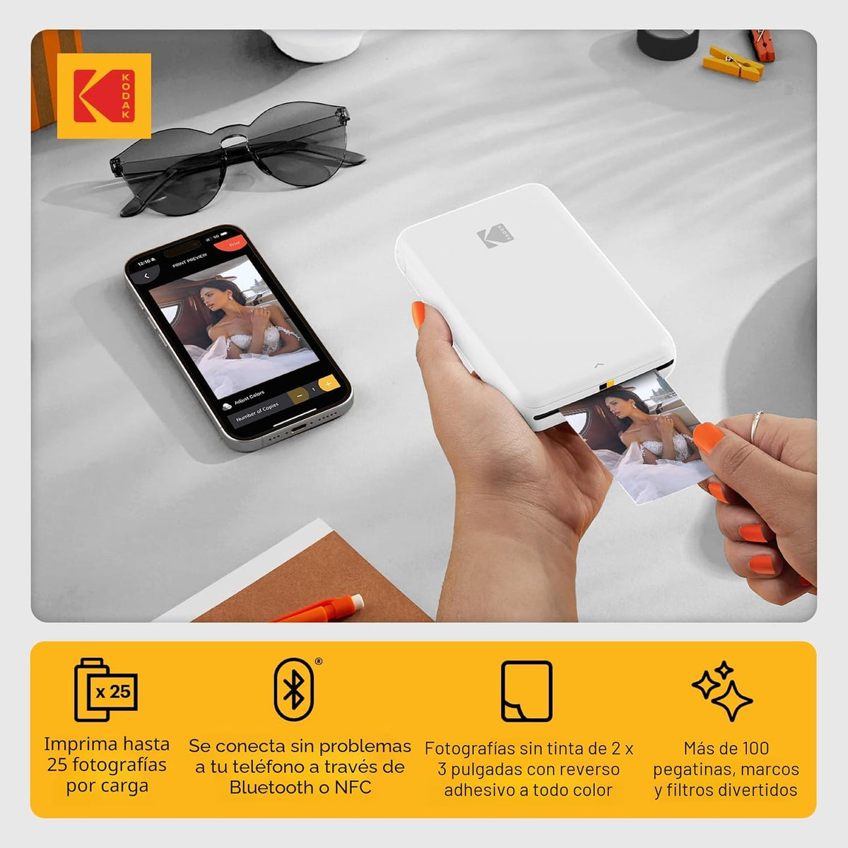 KODAK Step - Impresora de fotos instantánea para smartphone, impres...