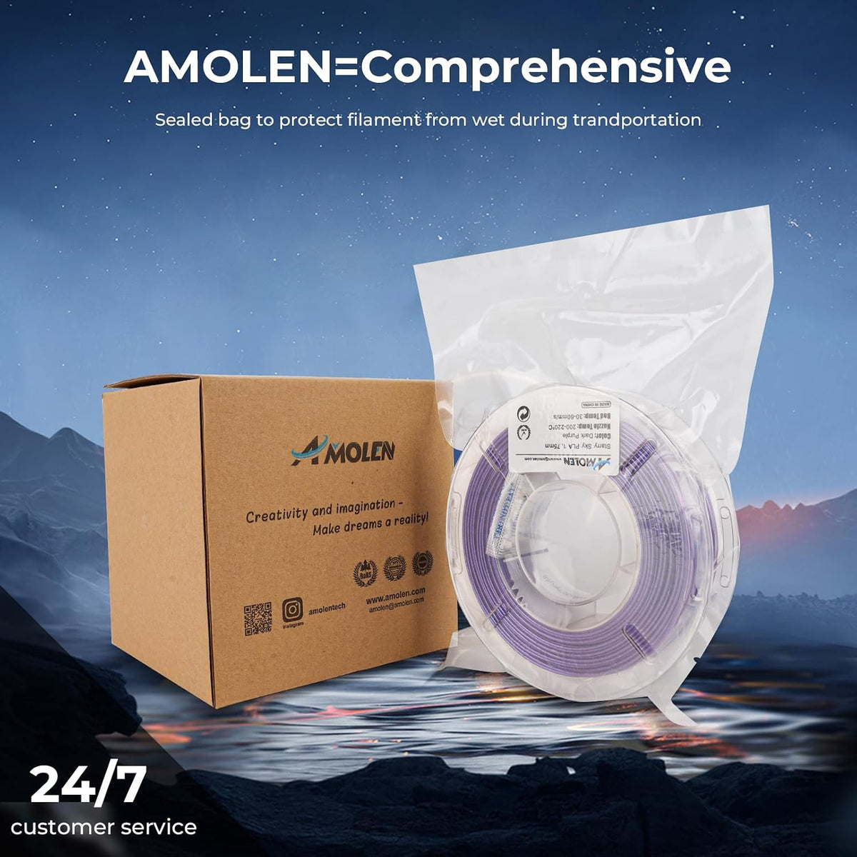 AMOLEN Filamento PLA para impresora 3D, filamento de impresión PLA...
