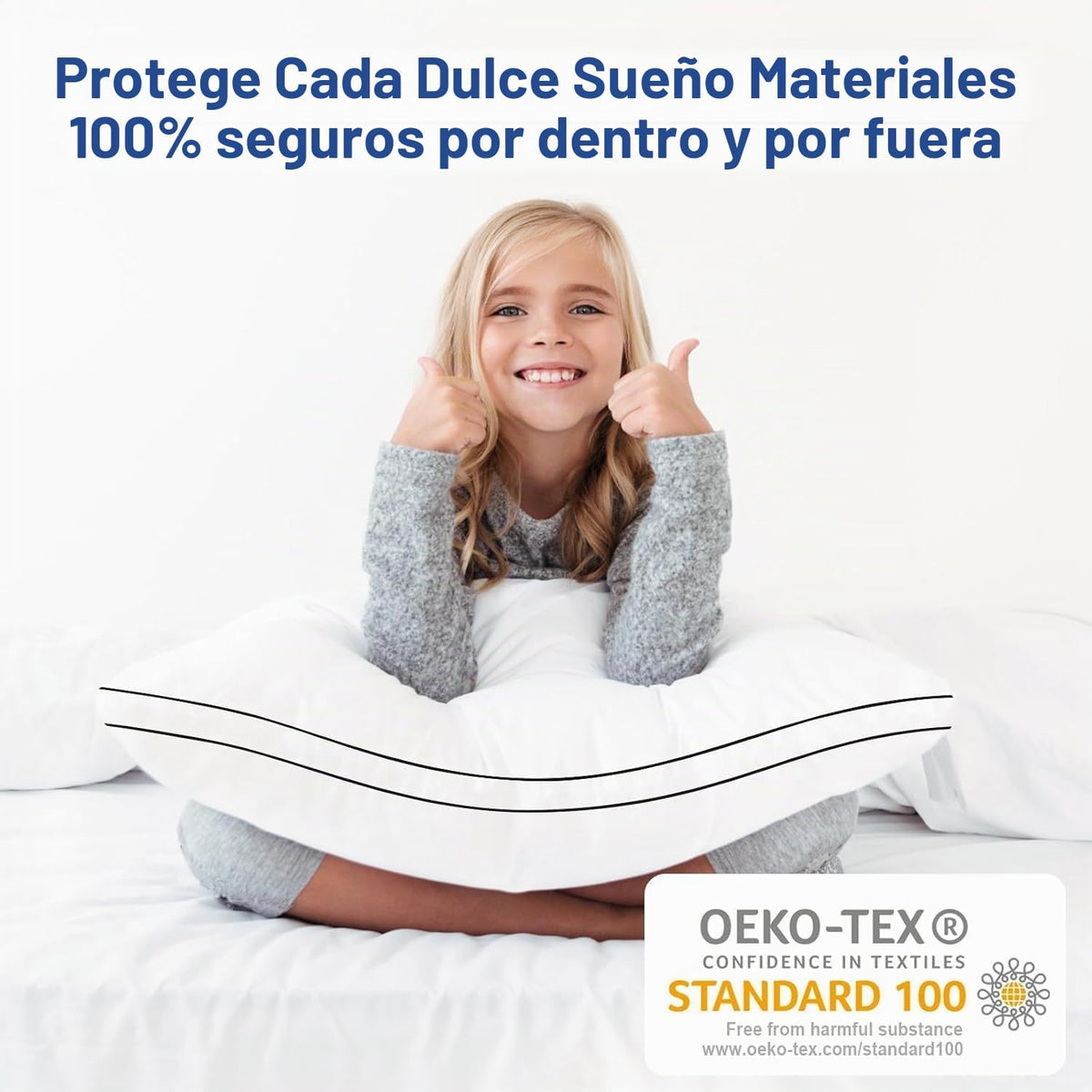 Juego de 4 almohadas reforzadas, tamaño estándar, almohadas esponjo...