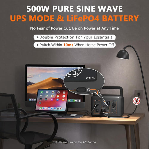 Central eléctrica portátil 500W, poder de reserva de UPS de la bate...