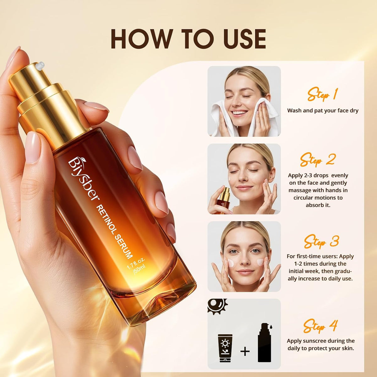 BIYSBER Suero de colágeno de retinol para la cara: suero facial que...