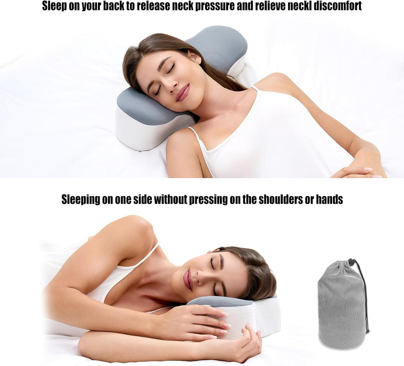 Bespilow Almohada de viaje para dormir, almohada de soporte cervica...