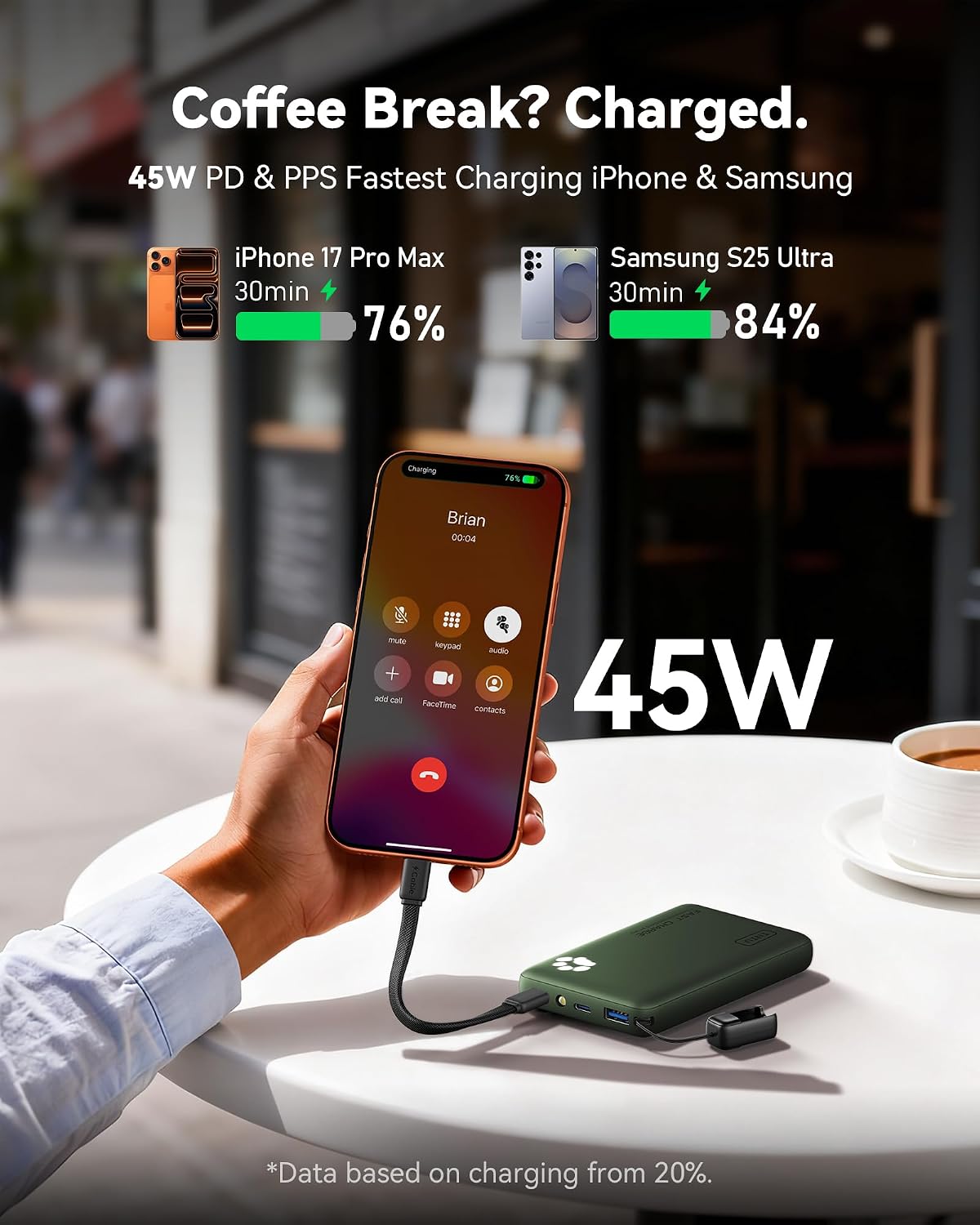 INIU 10000mAh 45W cargador portátil de carga rápida, banco de energ...