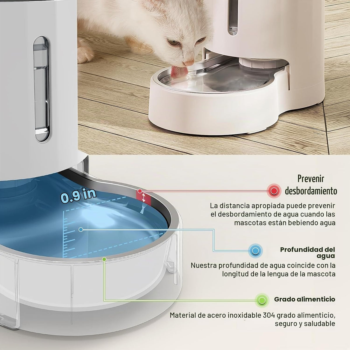 CZPET Dispensador de agua para mascotas 4L sin electricidad desench...