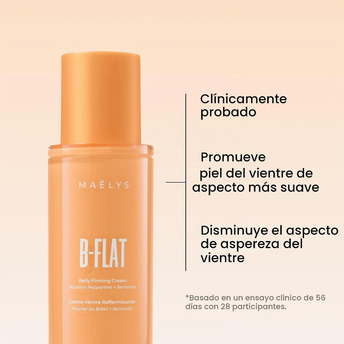 MAËLYS B-FLAT Crema reafirmante del vientre para mujer, paquete de...