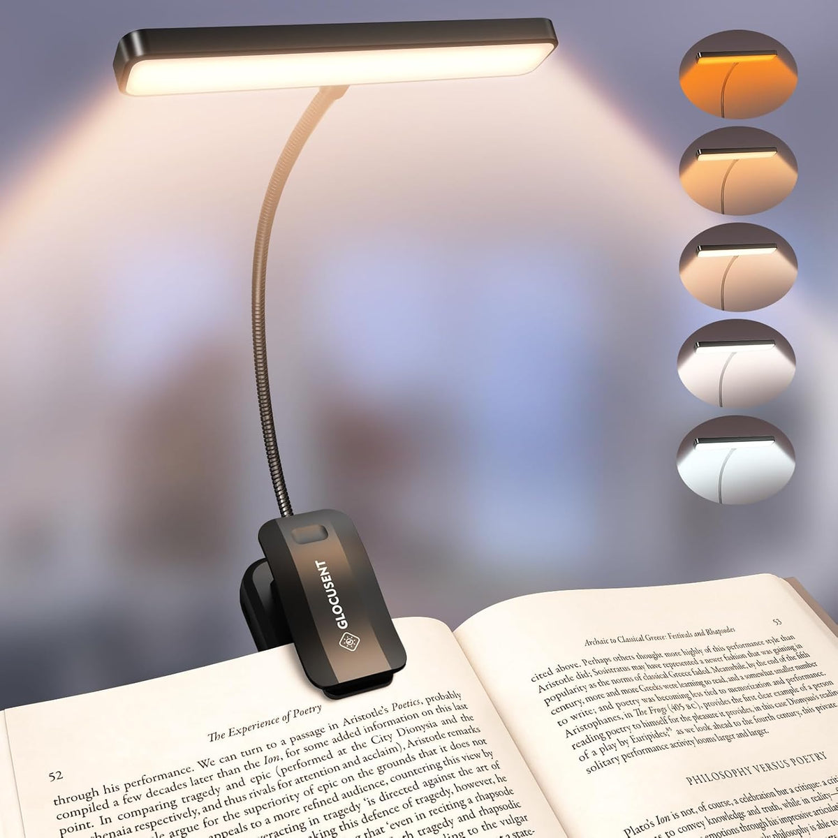 Glocusent Luz de bolsillo con clip para libro