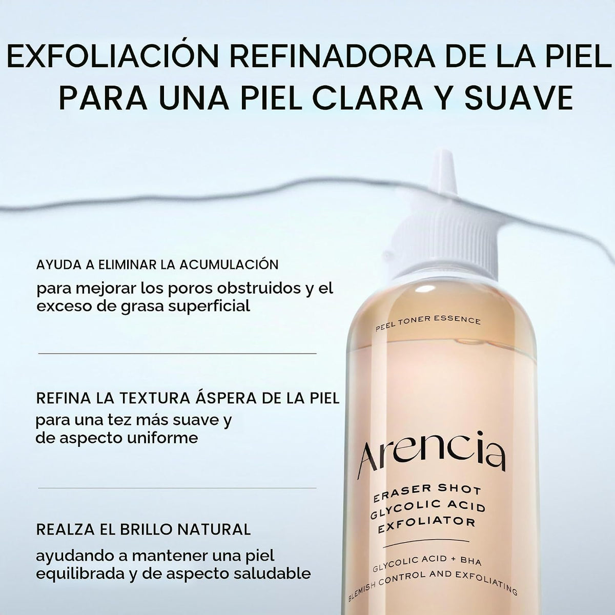 Arencia Erasor Shot - Tónico exfoliante de ácido glicólico al 10% +...