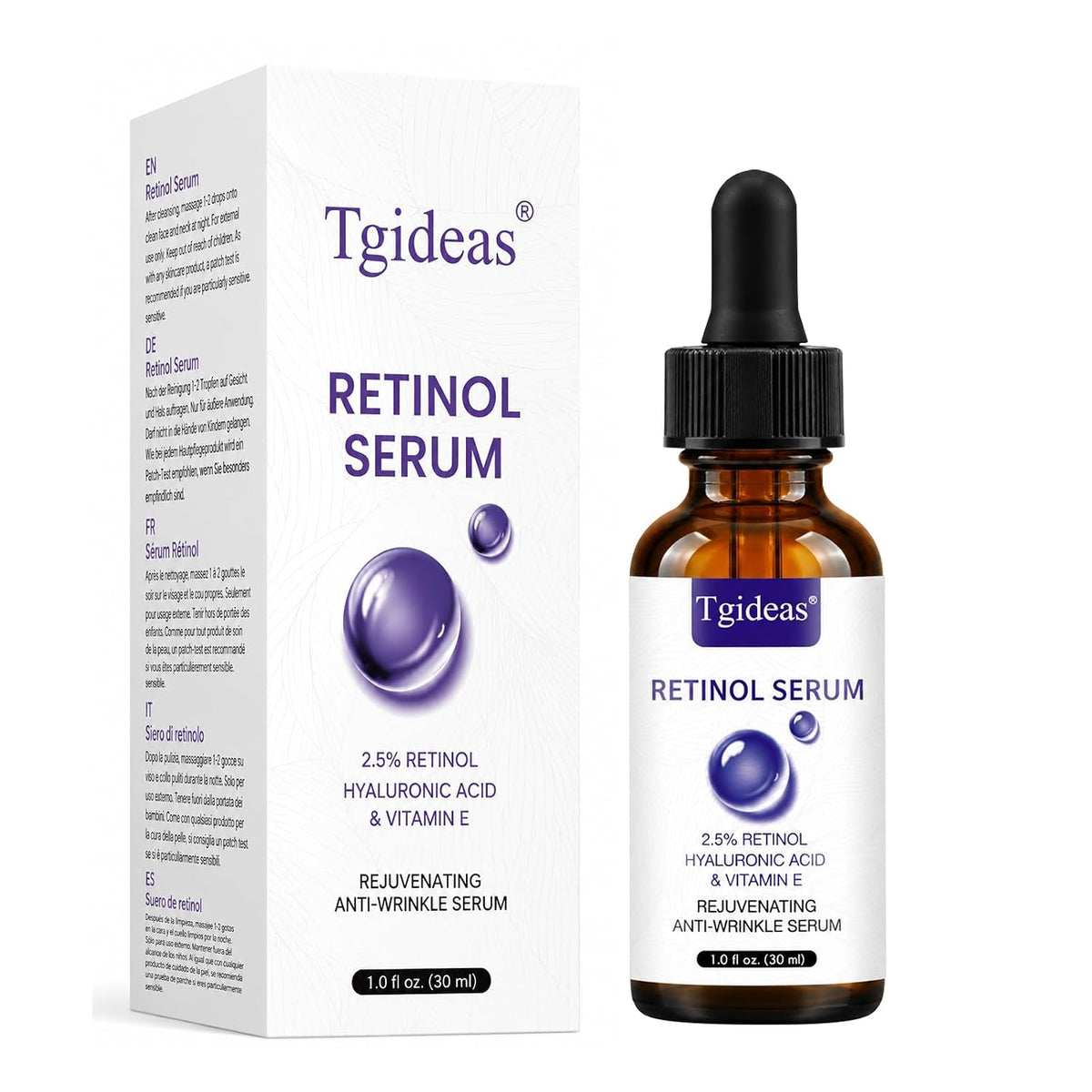 Tgideas Retinol Serum 2.5% \u2013 Suero facial antiedad con ácido h...