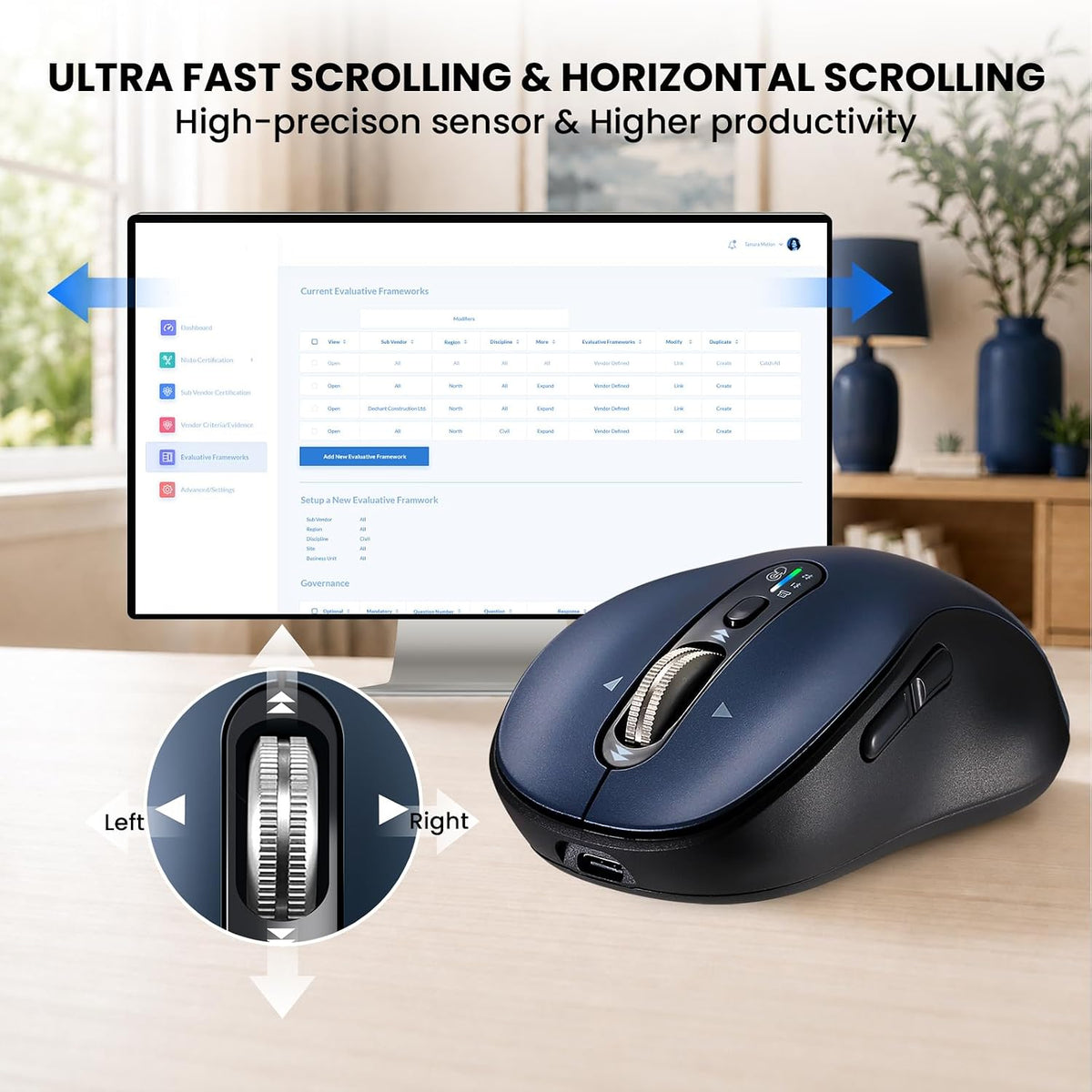 Ratón inalámbrico Bluetooth para portátil, USB+BT×2, carga USB-C, r...