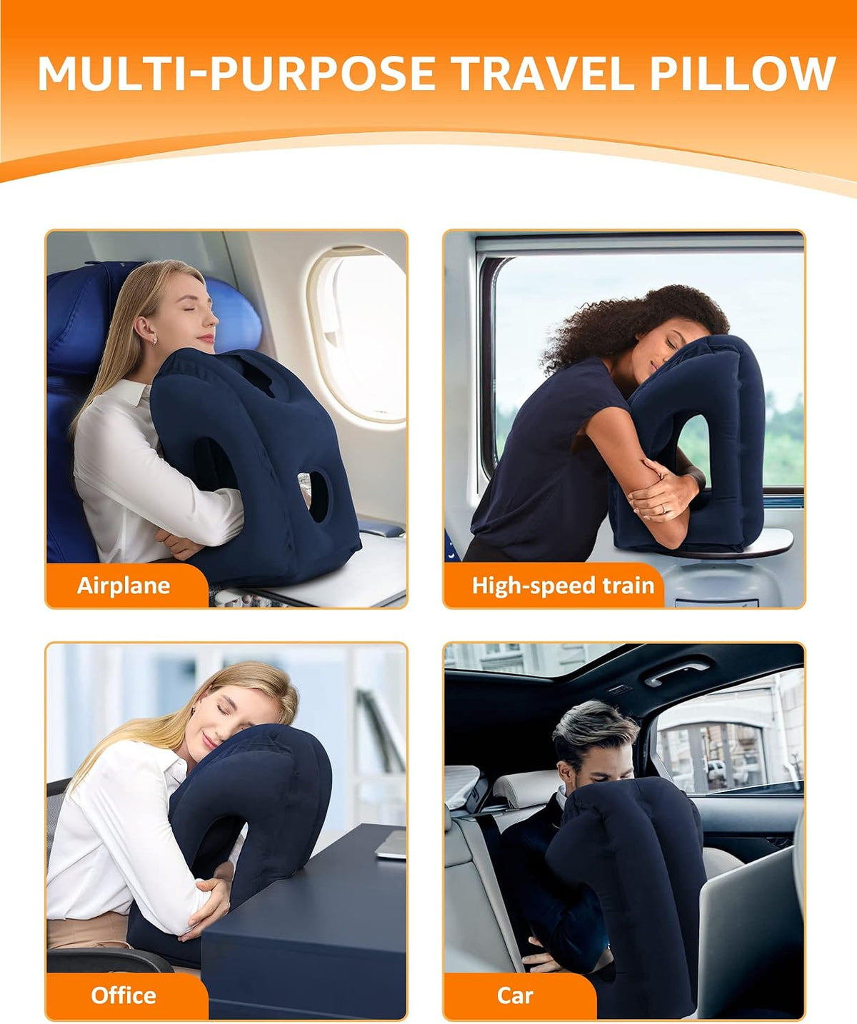 Almohada inflable del viaje para el cuello del avión y la lumbar, u...