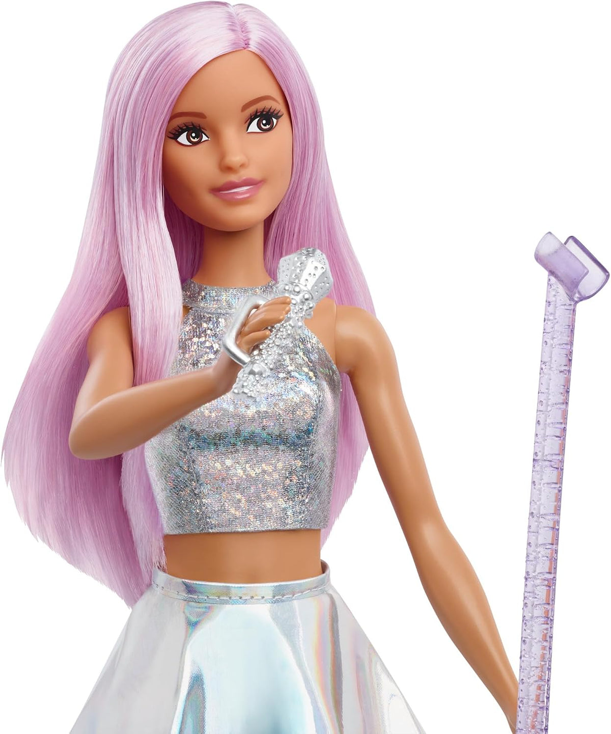 Barbie Pop Star Doll | Vestido con falda iridiscente con micrófono...