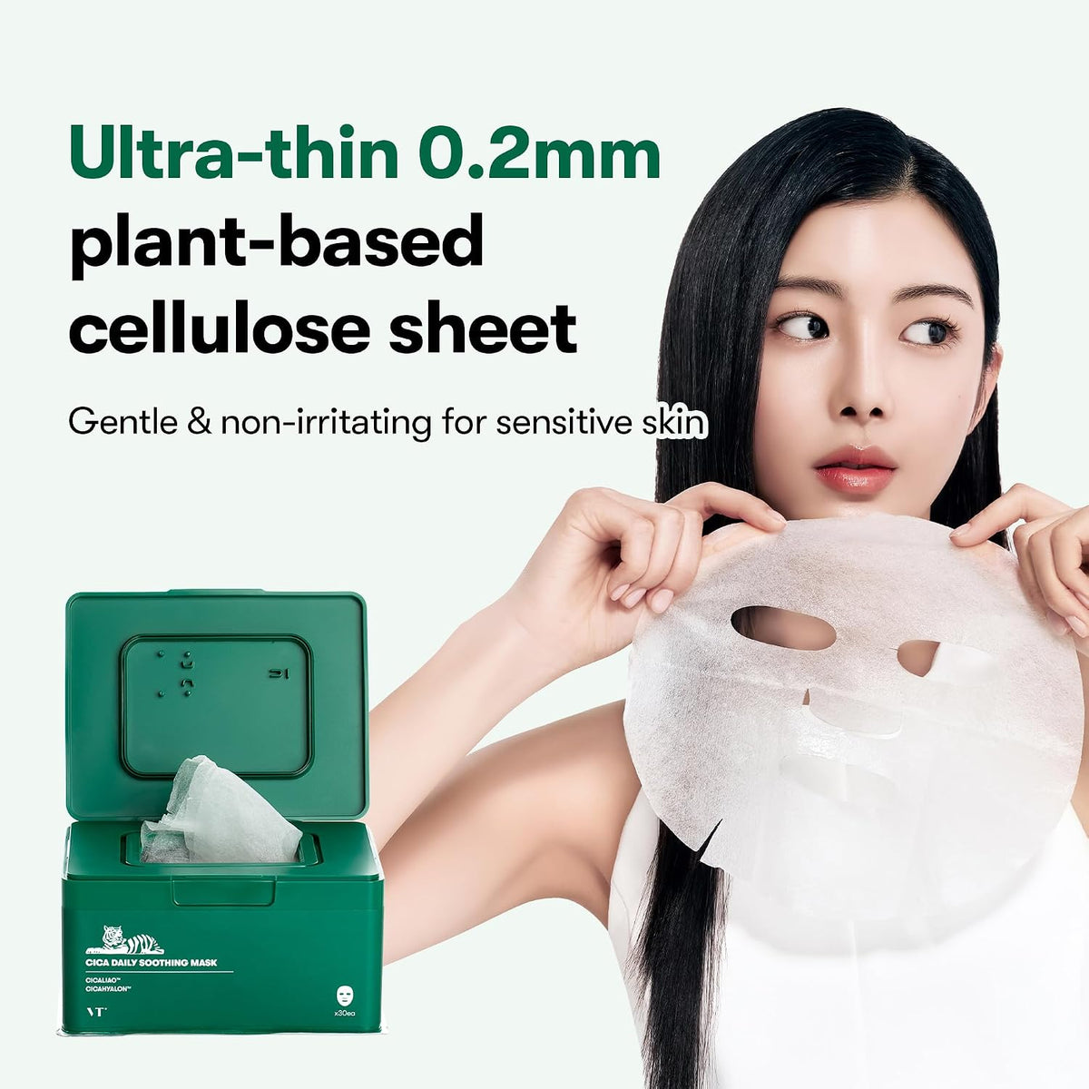 VT COSMETICS CICA Mascarilla calmante diaria, 30 hojas | Para piele...