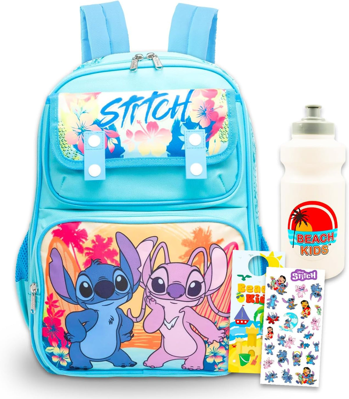 Stitch and Angel - Mochila escolar para niños con bolsa de libros d...
