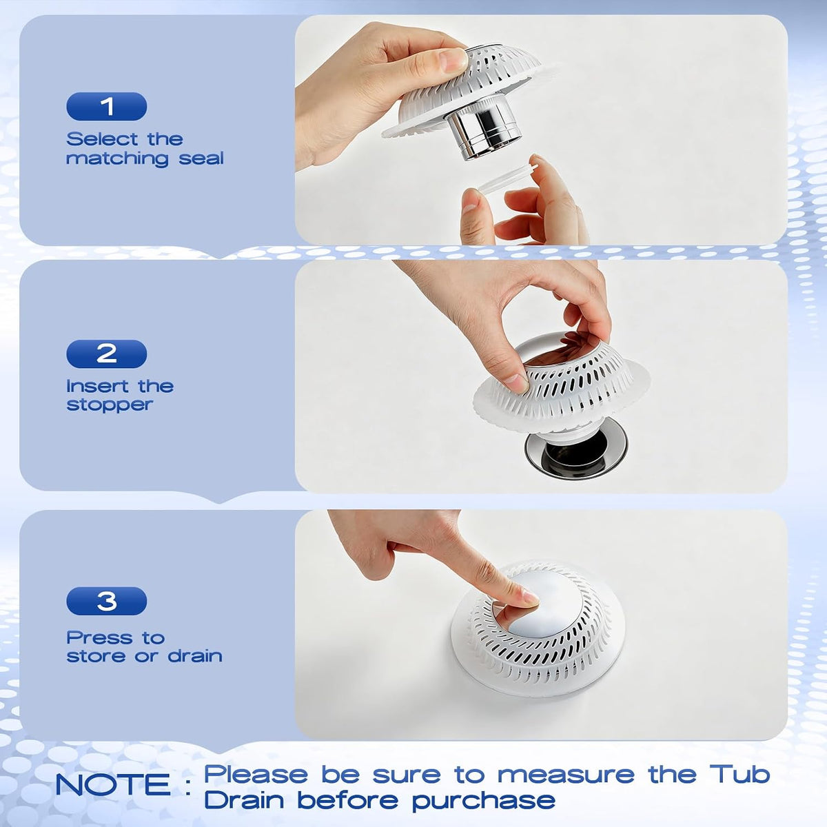 Coruspar Tapón de drenaje para bañera, tapón y colador de bañera em...