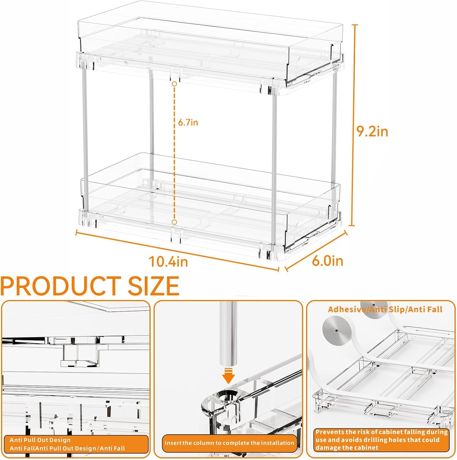 Yieach Juego de 4 organizadores y almacenamiento de baño extraíbles...