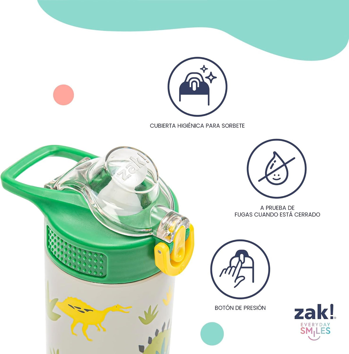 Zak Designs KPop Demon Hunters Sage - Botella de agua para niños co...