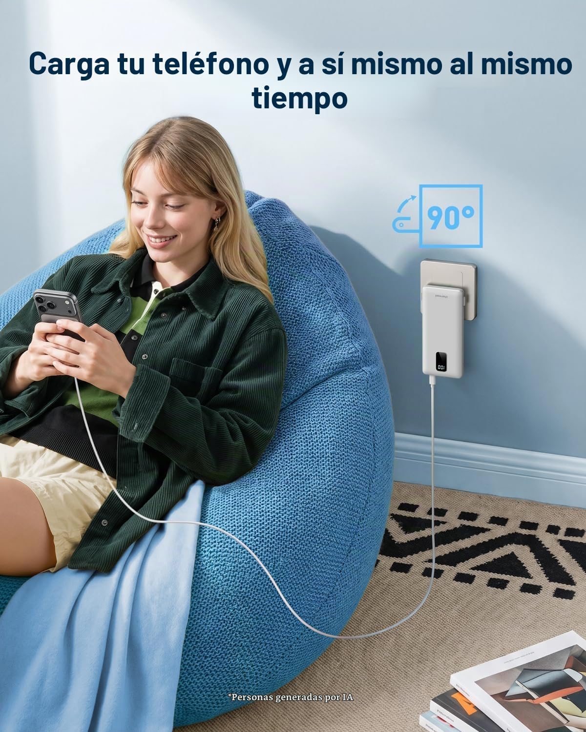 charmast Cargador portátil de 10000 mAh con cables incorporados y e...