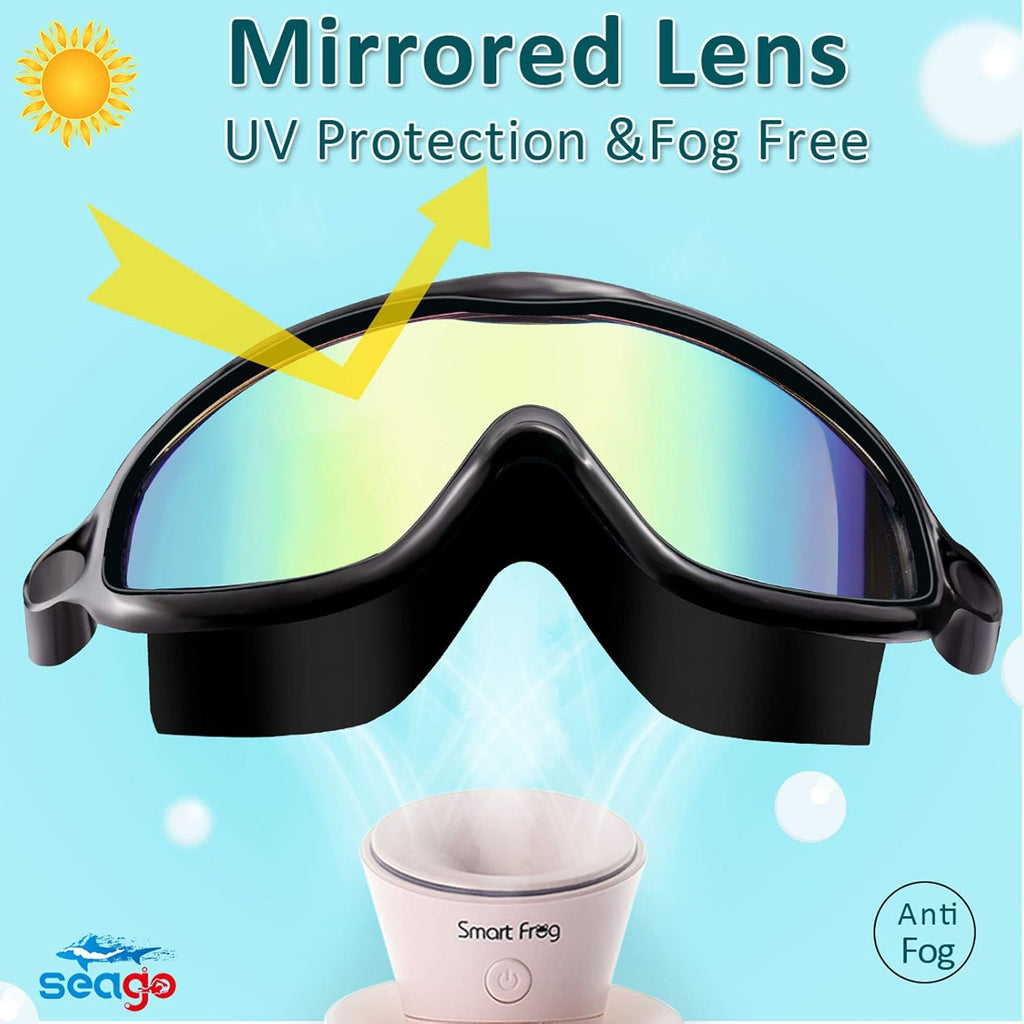 Seago Paquete de 2 gafas de natación antivaho anti-UV de visión amp...