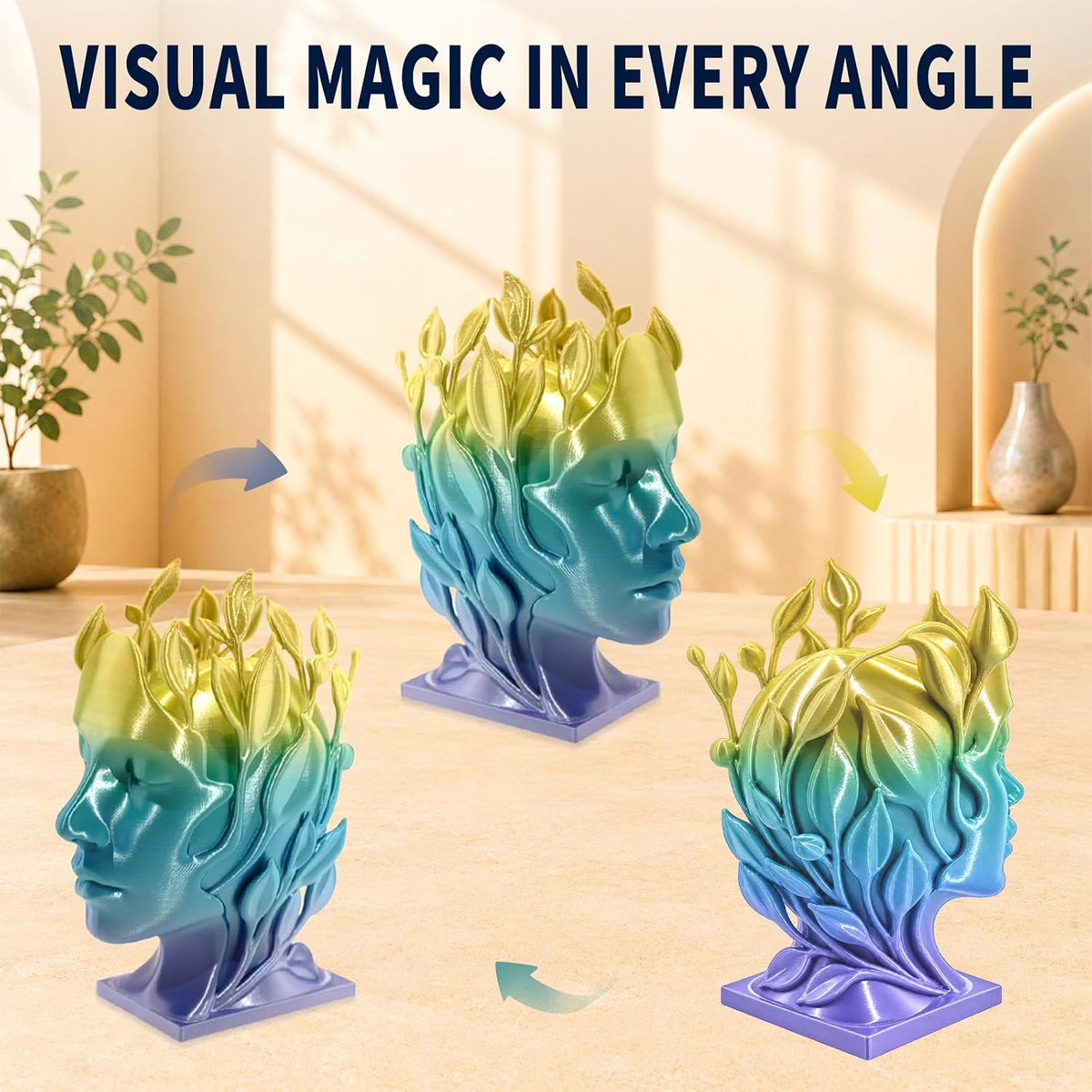 Filamento de impresora 3D Peach Silk Rainbow PLA+ de 0.07 in, 2.2 l...