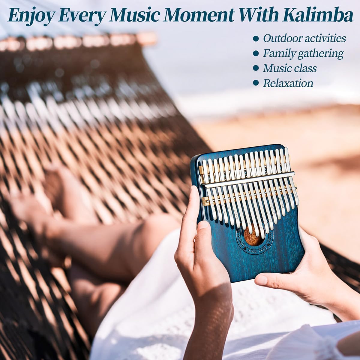 Kalimba - Piano de pulgar con 17 teclas, color azul