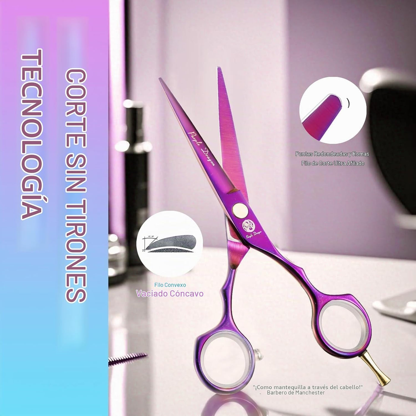 Purple Dragon Juego de tijeras de corte de cabello de 5.5 pulgadas...