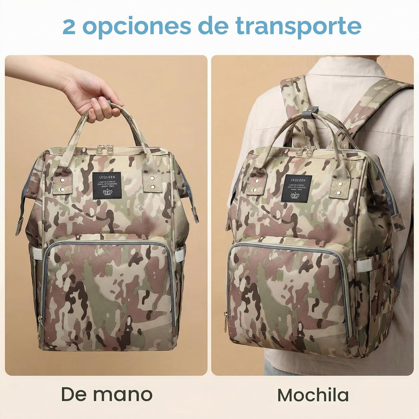 Armbq Mochila de pañales de camuflaje multifunción para el cuidado...
