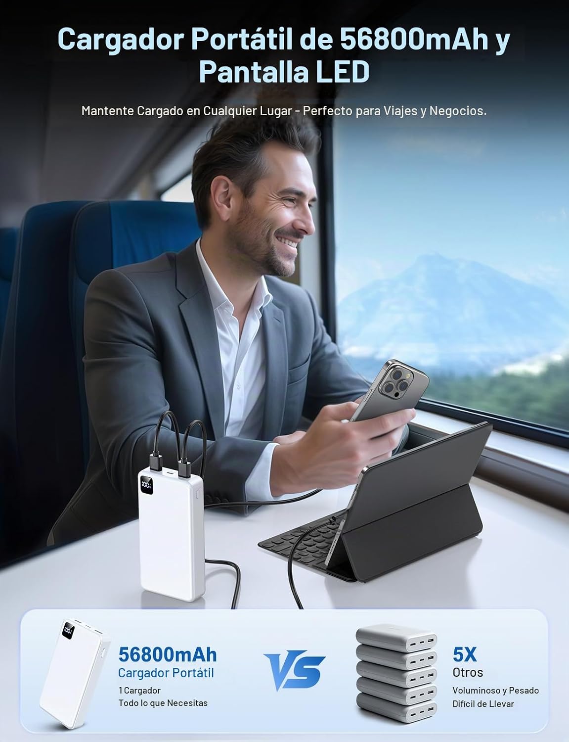 Cargador portátil 56800mAh, 22.5W Banco de carga rápida del poder c...