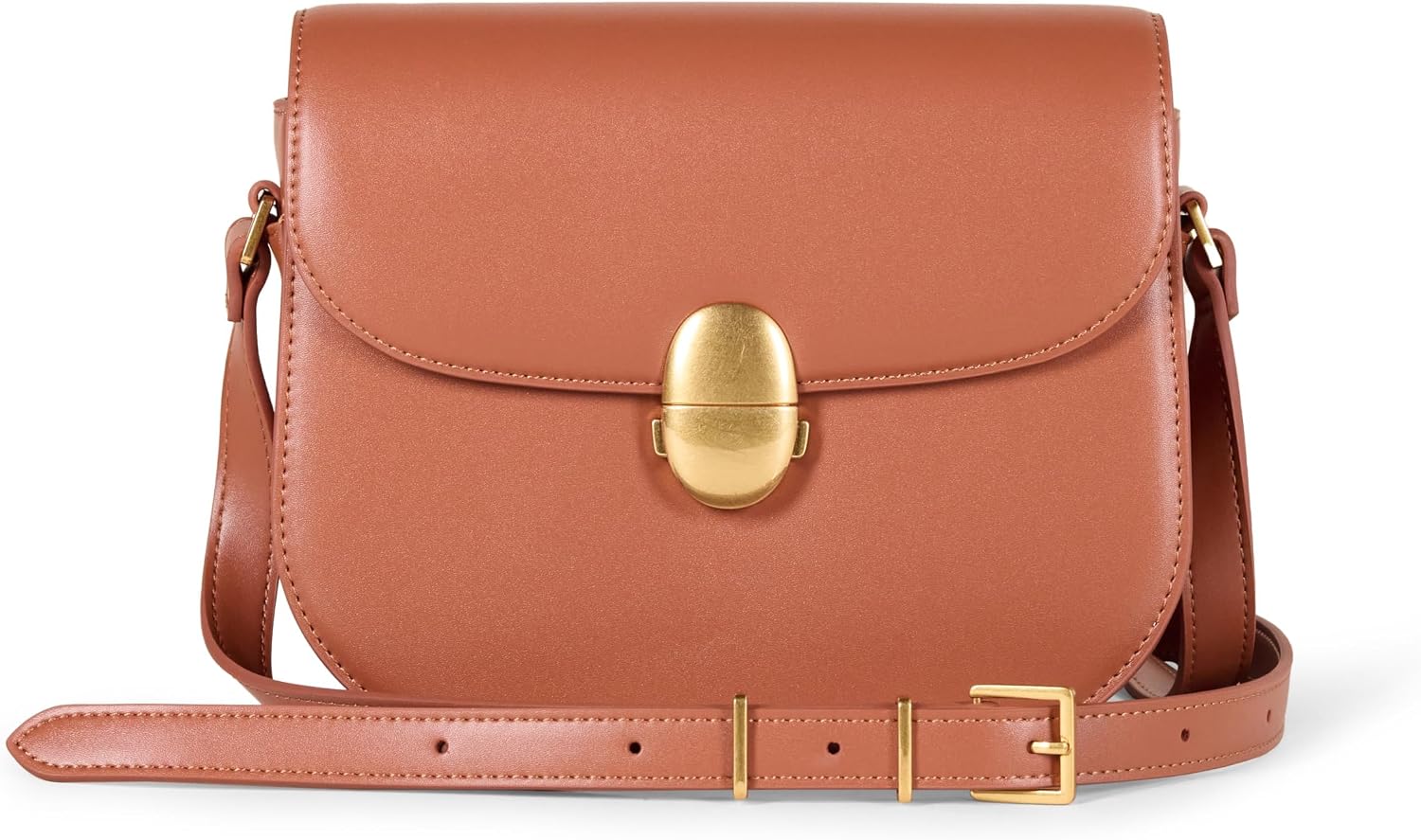 Bolso bandolera con solapa para mujer Amazon Essentials, con correa ajustable y bolsillo interior.