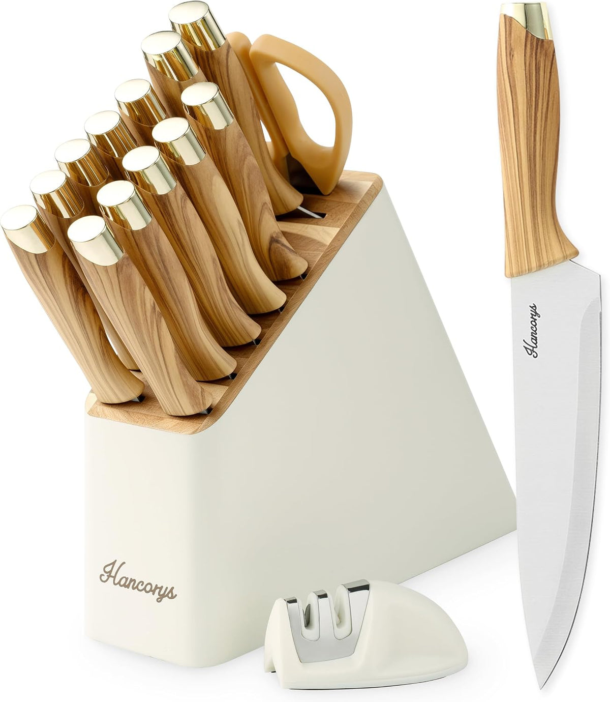 Hancorys Juego de cuchillos, juego de cuchillos de cocina de 15 pie...