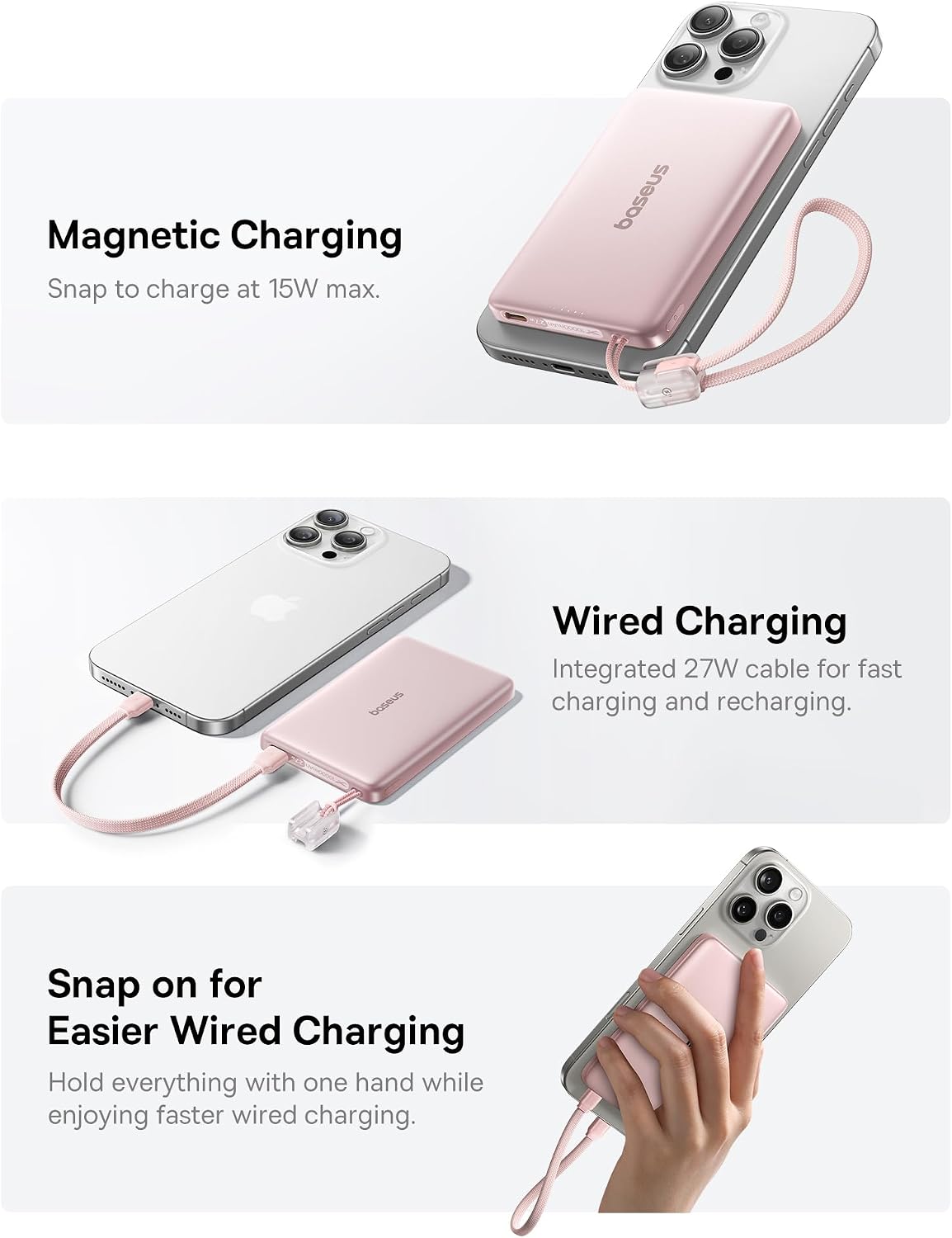 Baseus Picogo Qi2 15W Magsafe Cargador portátil, 0.5" ultra delgado...