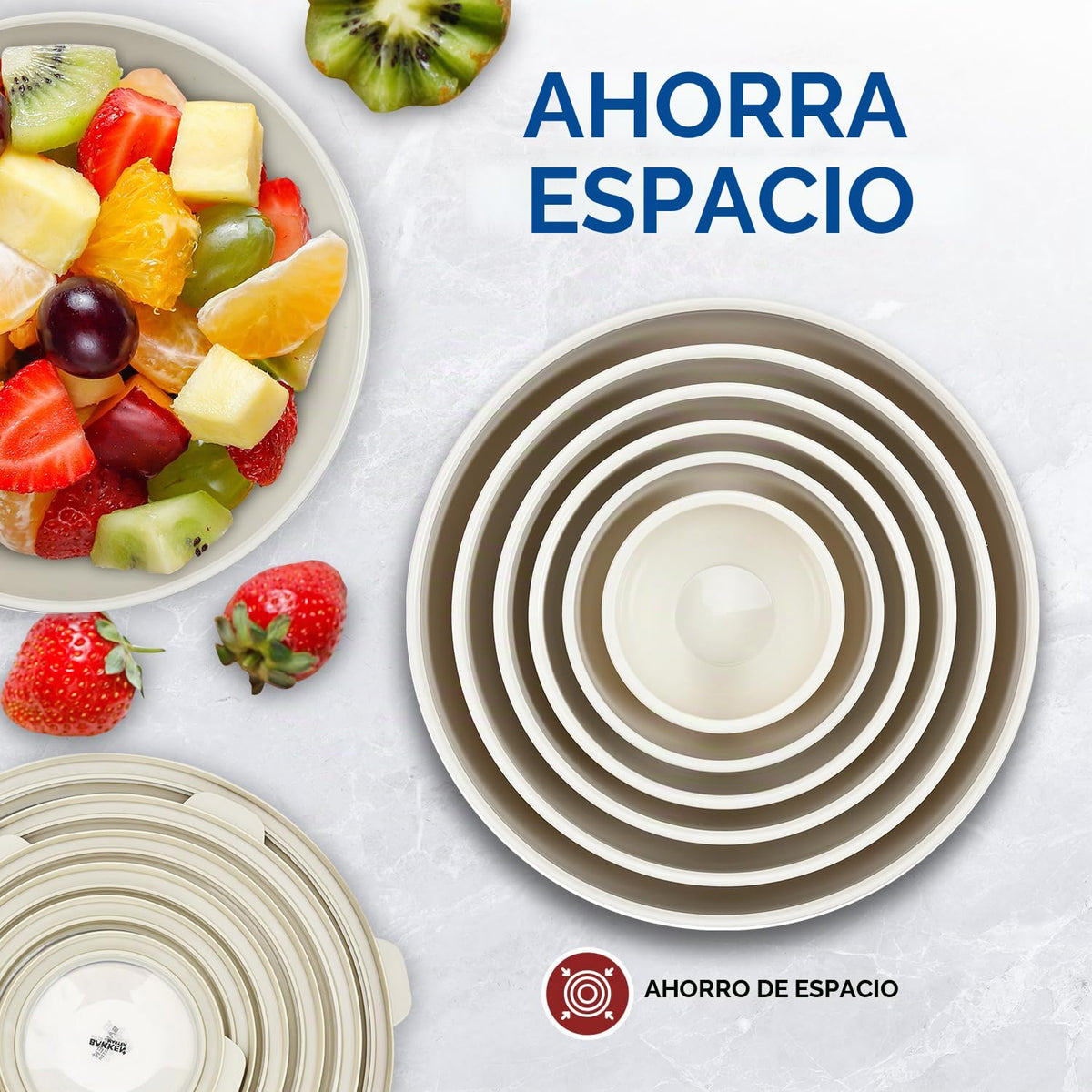 BAKKENMASTER Juego de 12 tazones de plástico anidables con tapas -...