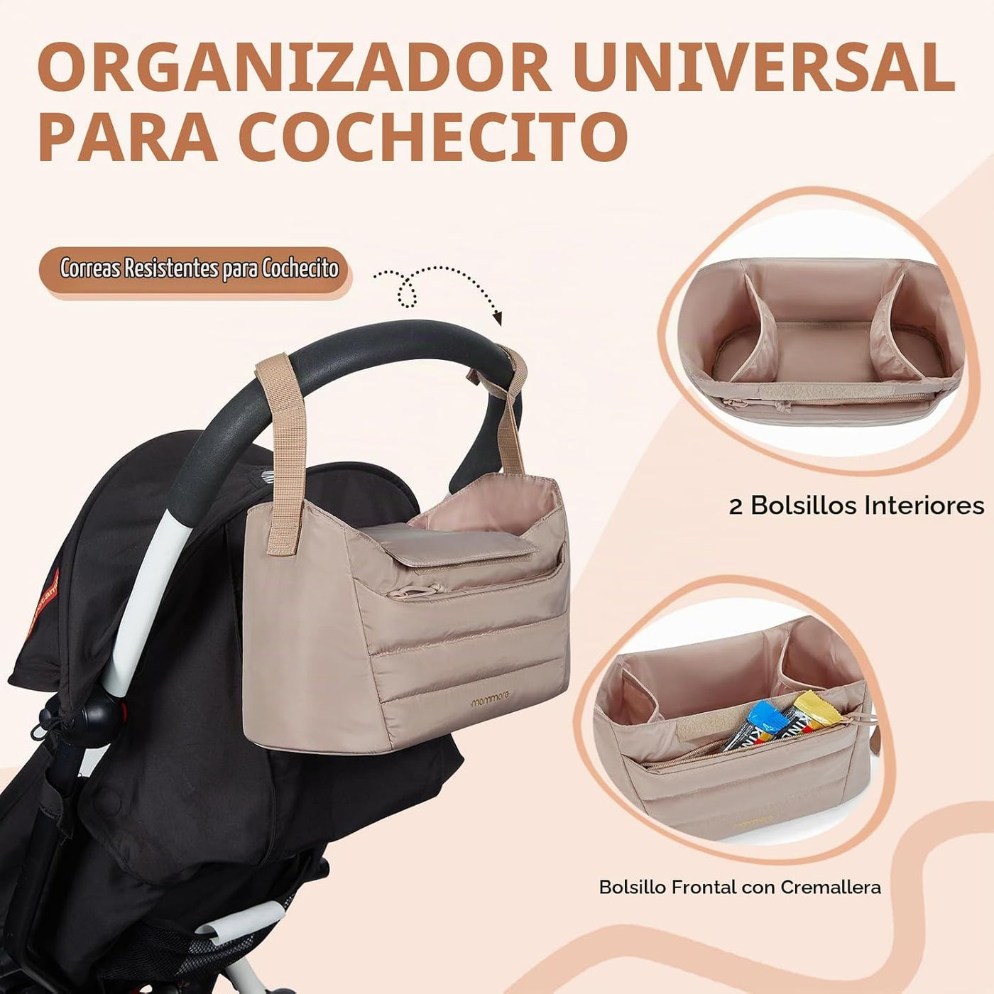Mommore Bolso de pañales estilo tote con organizador de cochecito,...