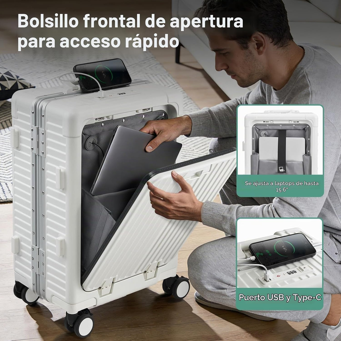 cllson Maleta de mano aprobada por aerolíneas con apertura superior...